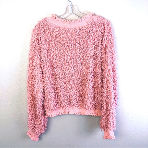 WISHLIST Soft Pink Popcorn Ruffle Mock Top M/L NEW - Picture 7 of 9